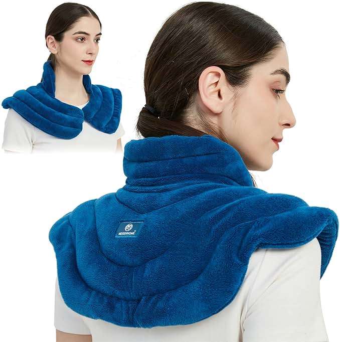 Microwavable Heat Pad for Neck and Shoulders, Weighted Microwave Moist Heating Wrap for Pain Relief Sore Muscle Stress Tension, Heated Wrap with Aromatherapy, Hot & Cold Compress, Grey - Image 1