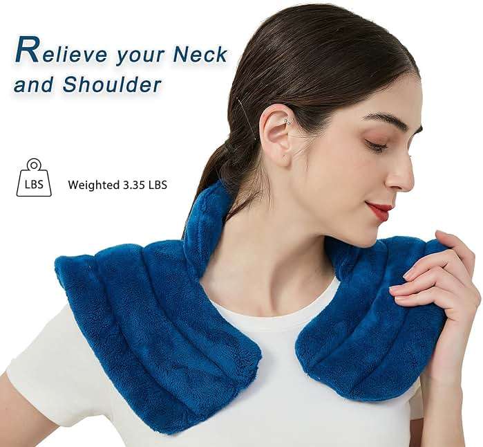 Microwavable Heat Pad for Neck and Shoulders, Weighted Microwave Moist Heating Wrap for Pain Relief Sore Muscle Stress Tension, Heated Wrap with Aromatherapy, Hot & Cold Compress, Grey - Image 4
