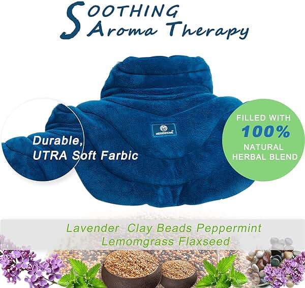 Microwavable Heat Pad for Neck and Shoulders, Weighted Microwave Moist Heating Wrap for Pain Relief Sore Muscle Stress Tension, Heated Wrap with Aromatherapy, Hot & Cold Compress, Grey - Image 5