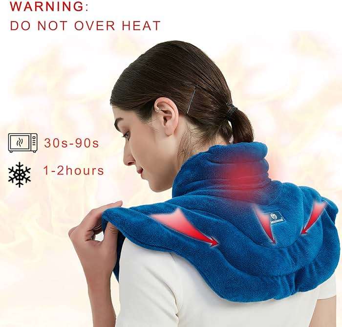 Microwavable Heat Pad for Neck and Shoulders, Weighted Microwave Moist Heating Wrap for Pain Relief Sore Muscle Stress Tension, Heated Wrap with Aromatherapy, Hot & Cold Compress, Grey - Image 6