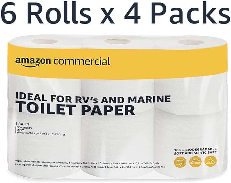 Amazon Basics FSC certified paper 2-Ply White Quick Dispensing Toilet Paper for RV's & Marine, Waste-Tank Compatible, 300 Sheets per Roll - 24 Rolls (Previously AmazonCommercial) - Image 2