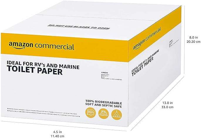 Amazon Basics FSC certified paper 2-Ply White Quick Dispensing Toilet Paper for RV's & Marine, Waste-Tank Compatible, 300 Sheets per Roll - 24 Rolls (Previously AmazonCommercial) - Image 5