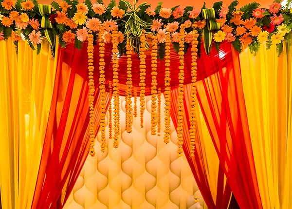 EOA 7(W) x5(H) FT Orange Marigold India Wedding Photography Backdrop Marriage Red Curtain Background Ceremony Wall Decor Photo Booth Studio Props - Image 6