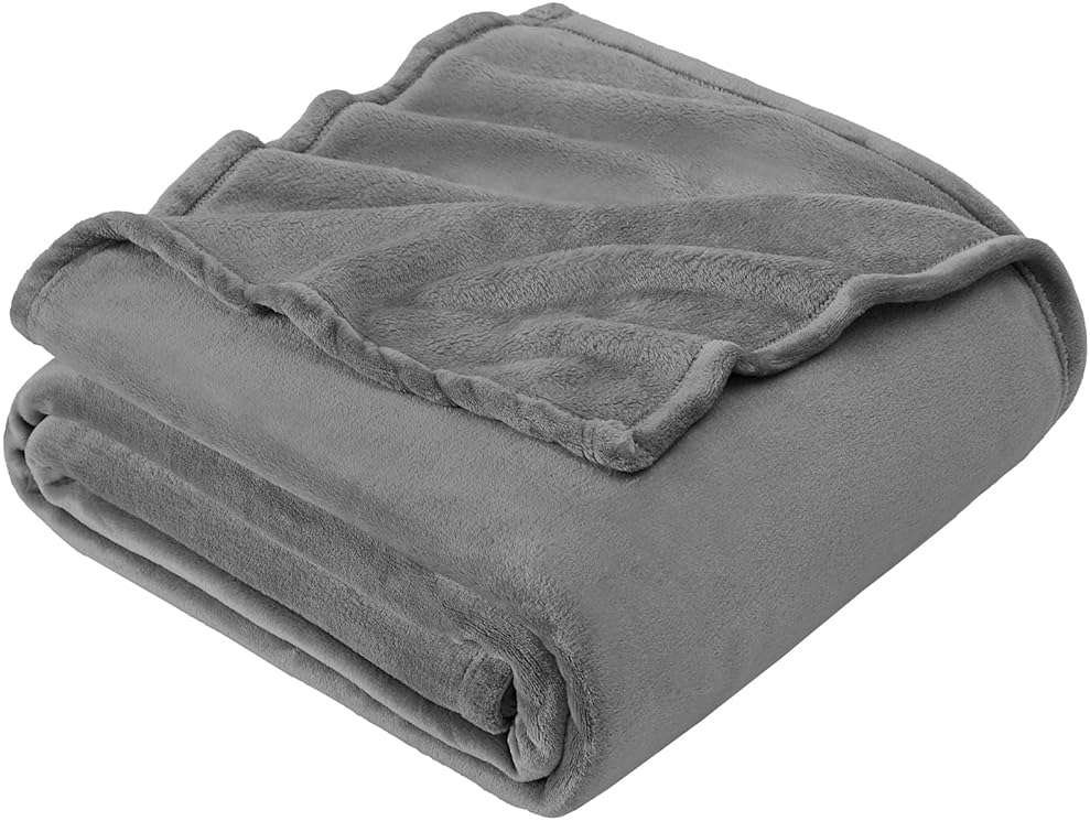 Hansleep Fleece Blanket Twin Size Grey, Soft Cozy Twin Blanket, Fuzzy Flannel Blanket for Bed, Sofa, Couch, Travel, Camping, 60 x 80 Inches - Image 1