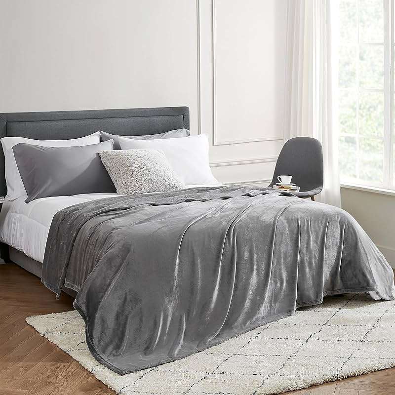 Hansleep Fleece Blanket Twin Size Grey, Soft Cozy Twin Blanket, Fuzzy Flannel Blanket for Bed, Sofa, Couch, Travel, Camping, 60 x 80 Inches - Image 7