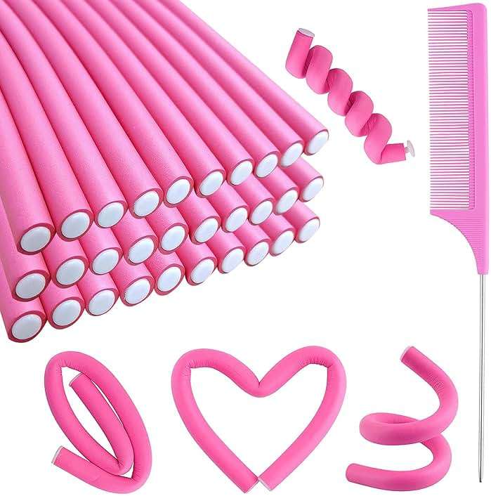 30PCS 9.45" Flexi Rods Curlers Set for Short and Long Hair, No Heat Foam Rollers with Steel Comb Buytta - Image 1