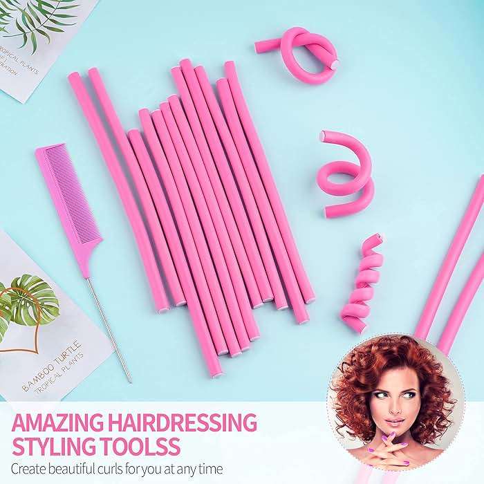 30PCS 9.45" Flexi Rods Curlers Set for Short and Long Hair, No Heat Foam Rollers with Steel Comb Buytta - Image 8