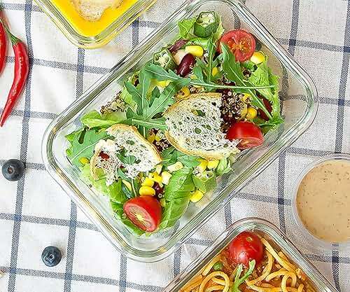 M MCIRCO 10-Pack Glass Food Storage Container with Lids, Airtight Lunch Bento Boxes, Glass Meal Prep Container,Microwave, Oven, Freezer and Dishwasher Friendly - Image 2
