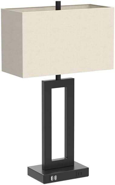 Set of 2 Touch Control Table Lamp with 2 USB Ports, 3-Way Dimmable Modern Nightstand Lamp Sets Bedside Touch Desk Lamp with Fabric Cream Shade For Bedroom Table Living Room Reading, Included Bulbs - Image 4
