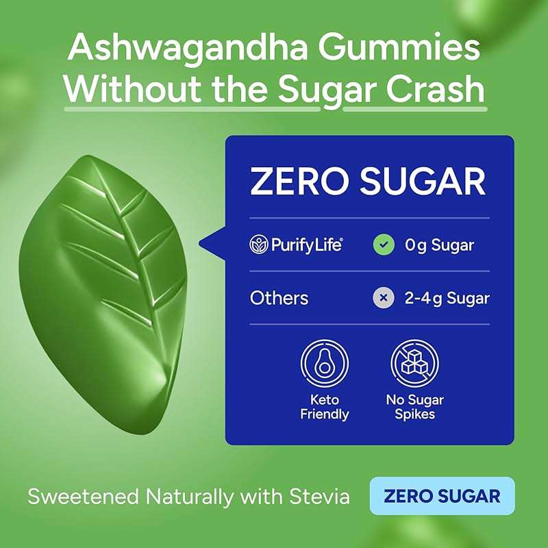 Sugar-Free Ashwagandha Gummies for Stress, Sleep & Mood Support - High-Potency 30:1 Ashwagandha Supplement Extract - Vegan Adaptogen Supplement for Women & Men, Natural Flavor, Plant-Based, 90 Gummy - Image 3