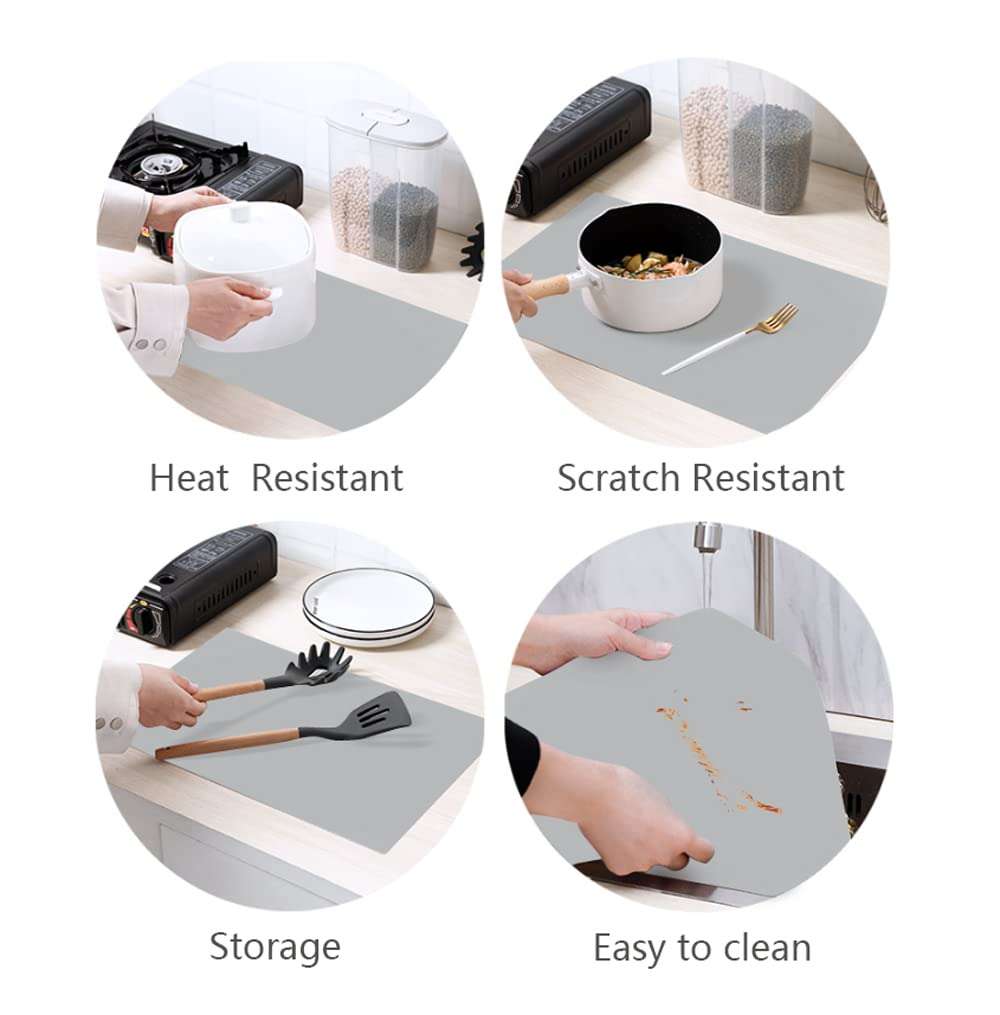 emolife Multipurpose Silicone Counter Mat, Extra Large Silicone Mat for Kitchen Appliance Site on, Countertop Protector, Heat Resistant, Non-Slip, Thick 2mm, 23.6 by 15.7 Inch - Image 5