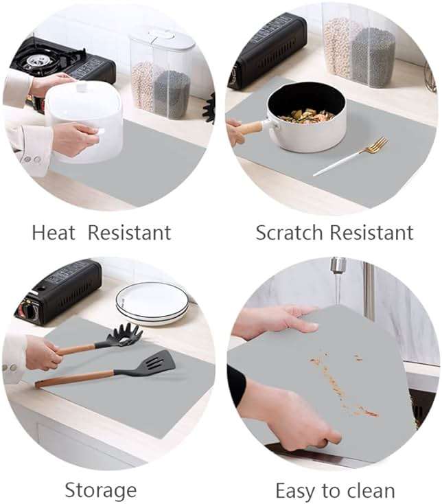 emolife Multipurpose Silicone Counter Mat, Extra Large Silicone Mat for Kitchen Appliance Site on, Countertop Protector, Heat Resistant, Non-Slip, Thick 2mm, 23.6 by 15.7 Inch - Image 5