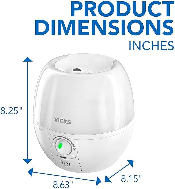 Vicks Humidifier 3-in-1 SleepyTime Cool Mist Humidifier for Baby & Kids Rooms with Color Changing Night Light and Essential Oil Diffuser, White - Image 9