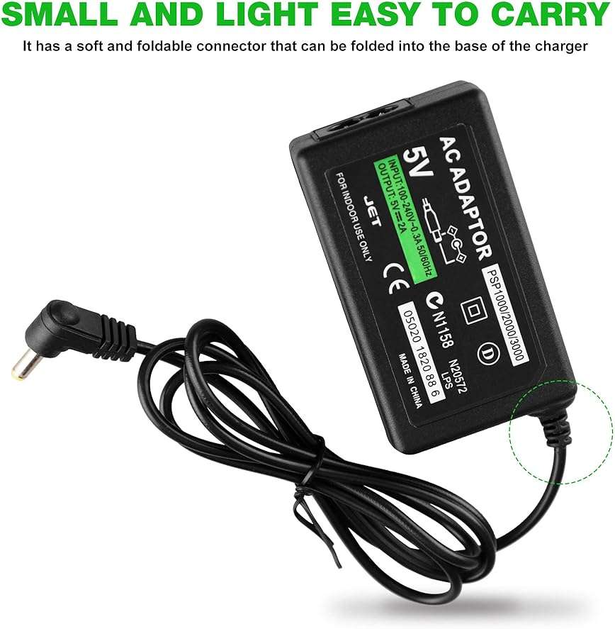 PSP Charger, AC Adapter Wall Charger Compatible with Sony PSP-110 PSP-1001 PSP 1000 / PSP Slim & Lite 2000 / PSP 3000 Replacement - Image 3