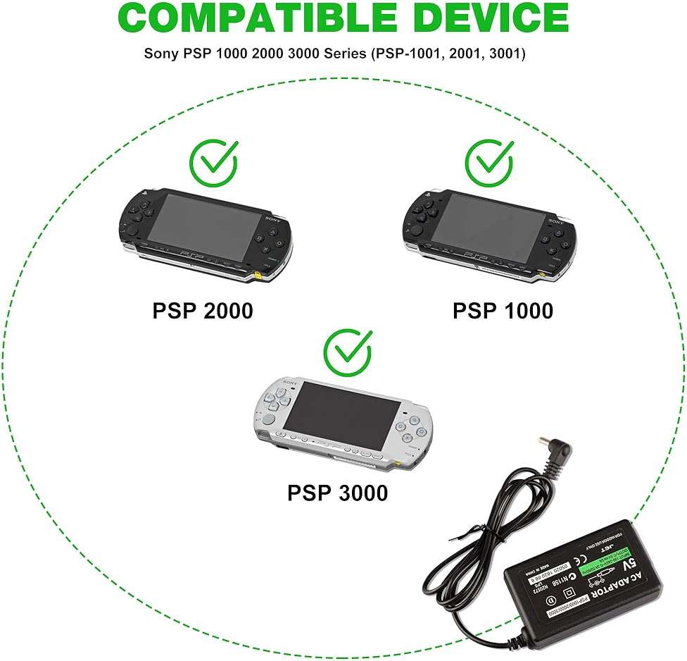 PSP Charger, AC Adapter Wall Charger Compatible with Sony PSP-110 PSP-1001 PSP 1000 / PSP Slim & Lite 2000 / PSP 3000 Replacement - Image 4