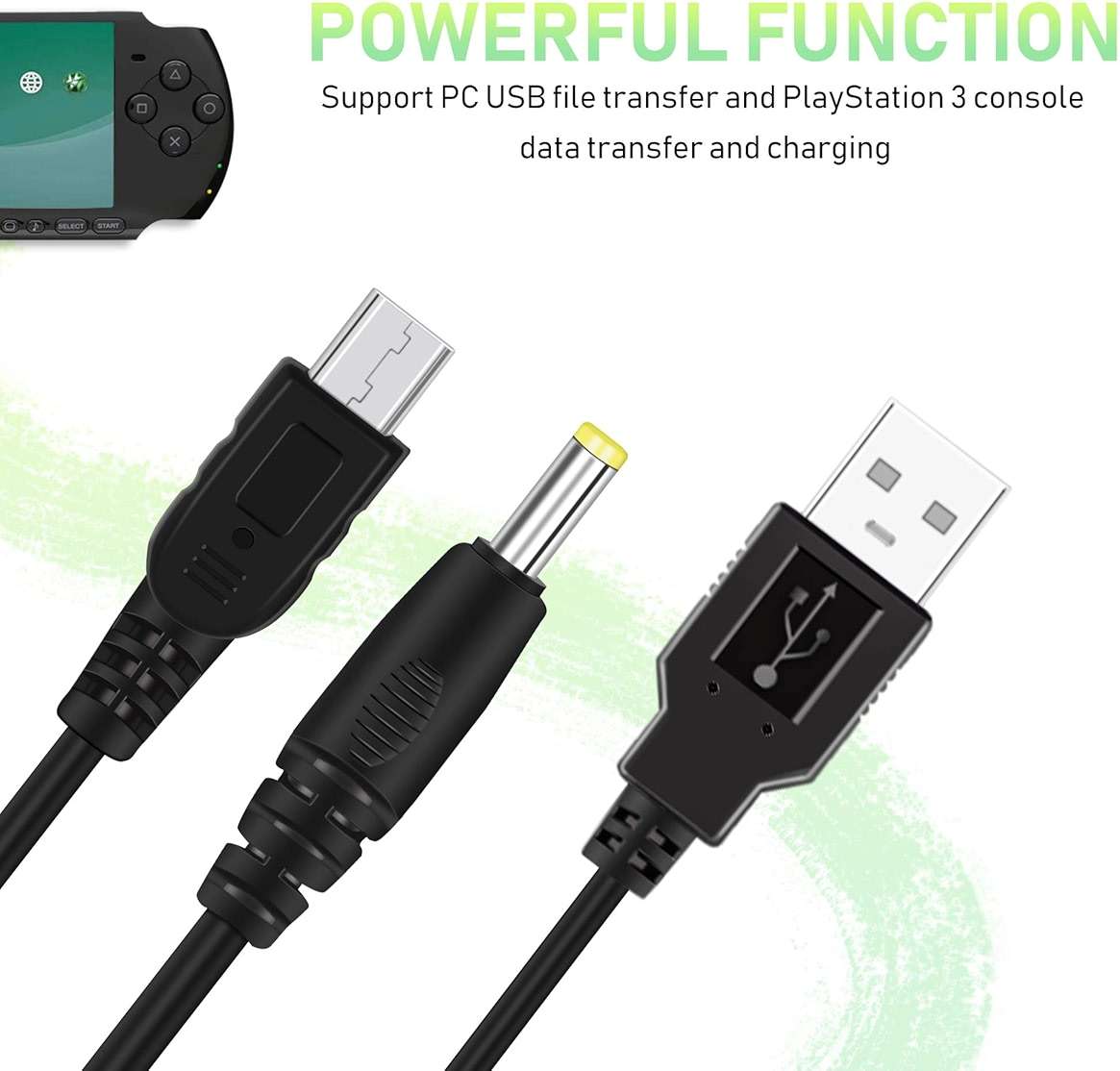 Xahpower 2 Pack PSP Charger Cable, Portable USB PSP Power Cord & Data Cable for Sony PSP 1000 2000 3000, Charging Cord 2-in-1 - Image 7