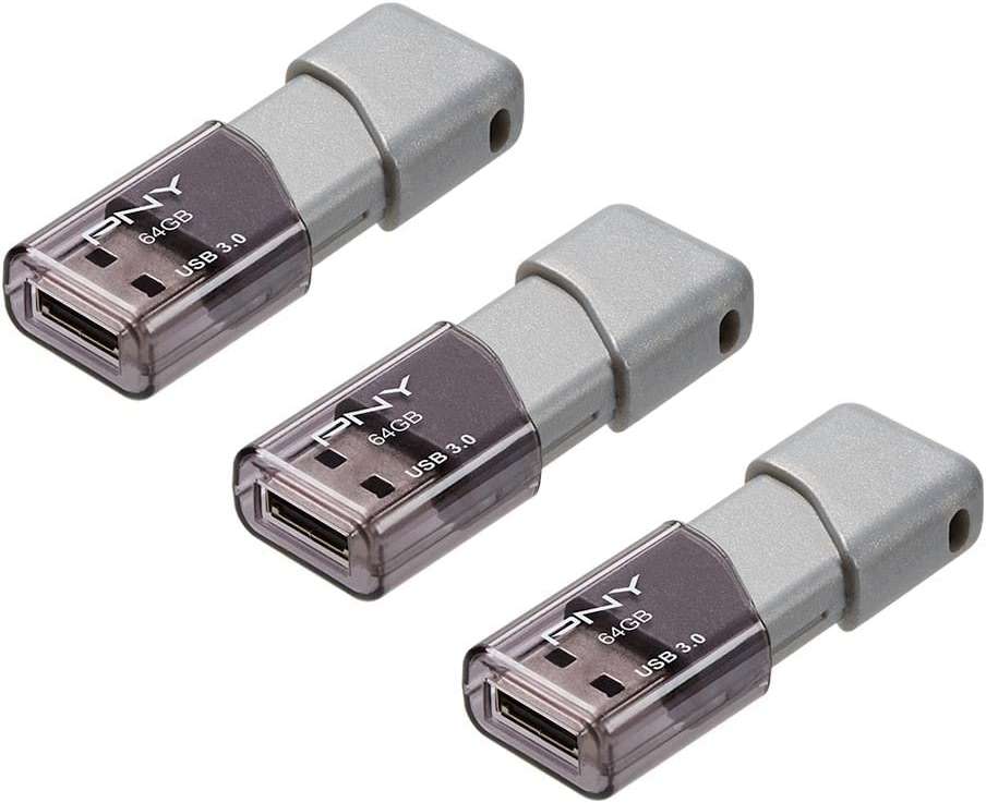 PNY 64GB Turbo Attaché 3 USB 3.0 Flash Drive,Grey (Pack of 3) - Image 2