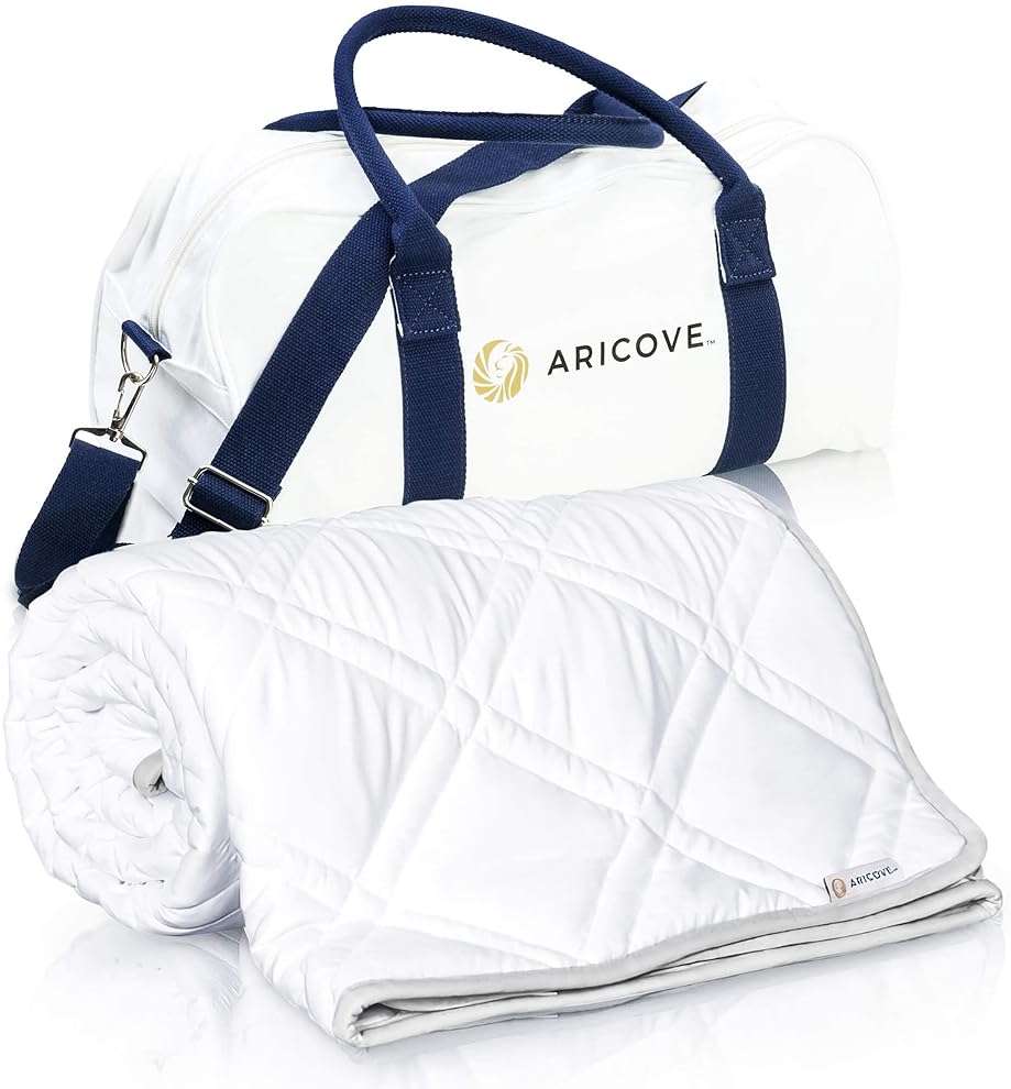 Aricove Cooling Weighted Blanket, 12 lbs, Twin Size for Adults, Luxury Heavy Blanket, Silky Soft Bamboo Viscose, 48x72 inches, Machine Washable, White - Image 1