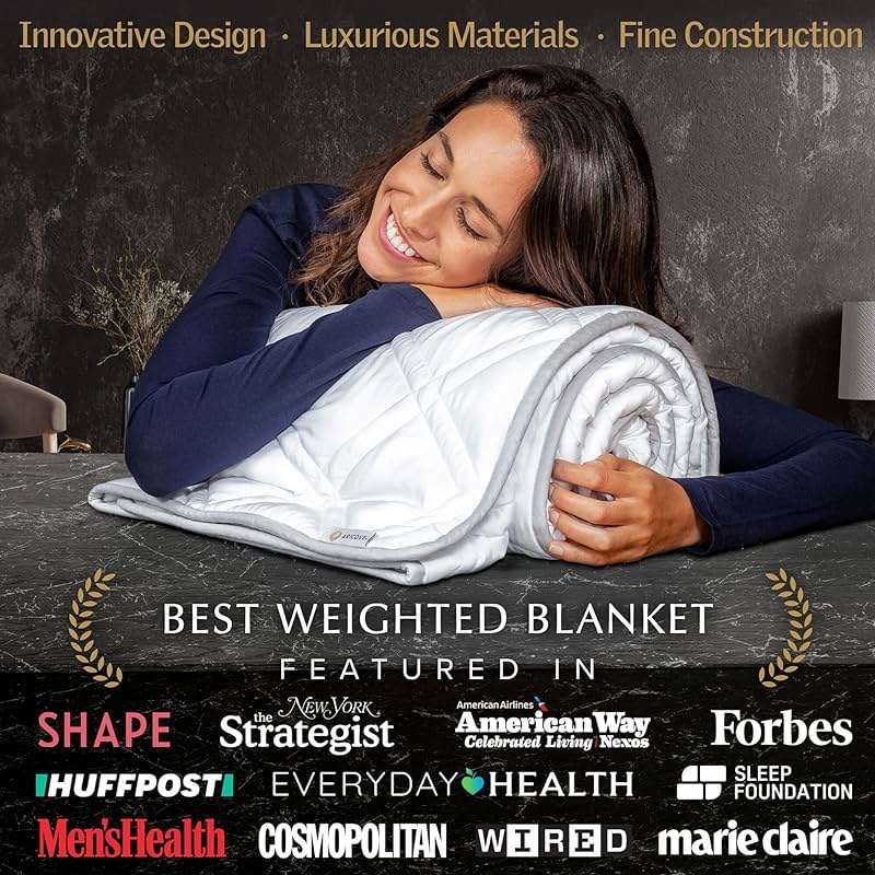 Aricove Cooling Weighted Blanket, 12 lbs, Twin Size for Adults, Luxury Heavy Blanket, Silky Soft Bamboo Viscose, 48x72 inches, Machine Washable, White - Image 3