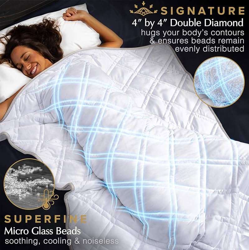 Aricove Cooling Weighted Blanket, 12 lbs, Twin Size for Adults, Luxury Heavy Blanket, Silky Soft Bamboo Viscose, 48x72 inches, Machine Washable, White - Image 4