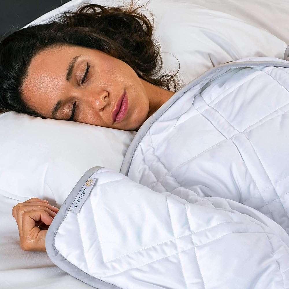 Aricove Cooling Weighted Blanket, 12 lbs, Twin Size for Adults, Luxury Heavy Blanket, Silky Soft Bamboo Viscose, 48x72 inches, Machine Washable, White - Image 9