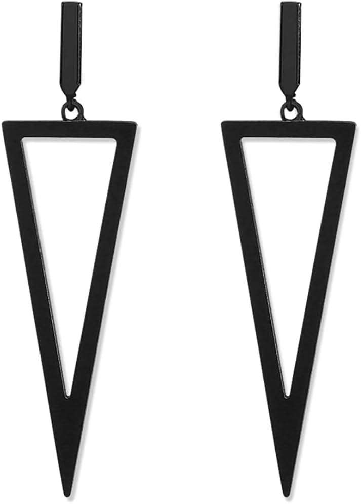 CLASSYZINT Black Metal Triangle Dangle Drop Earrings for Women - Image 1