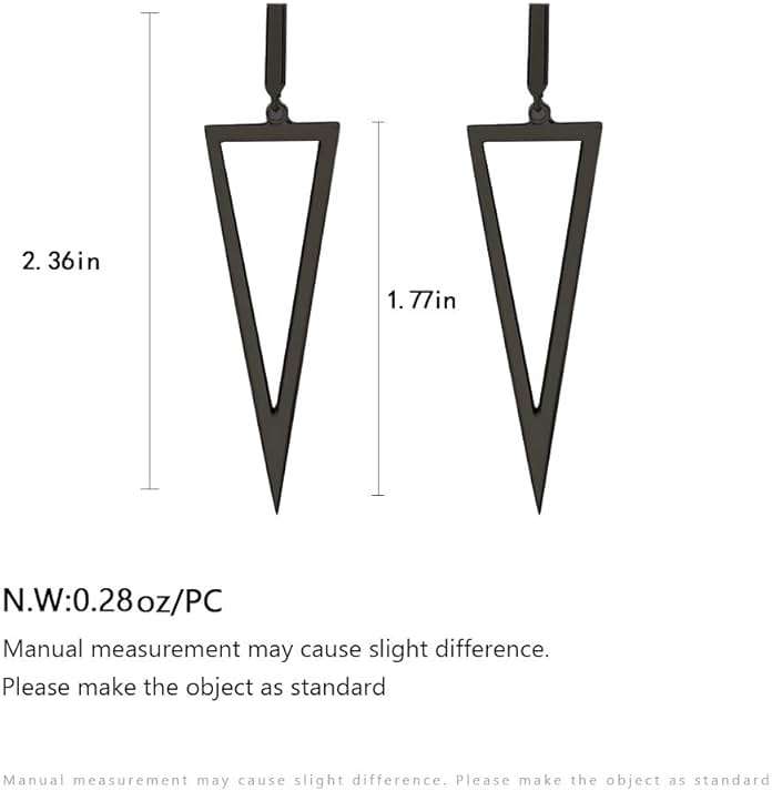 CLASSYZINT Black Metal Triangle Dangle Drop Earrings for Women - Image 6