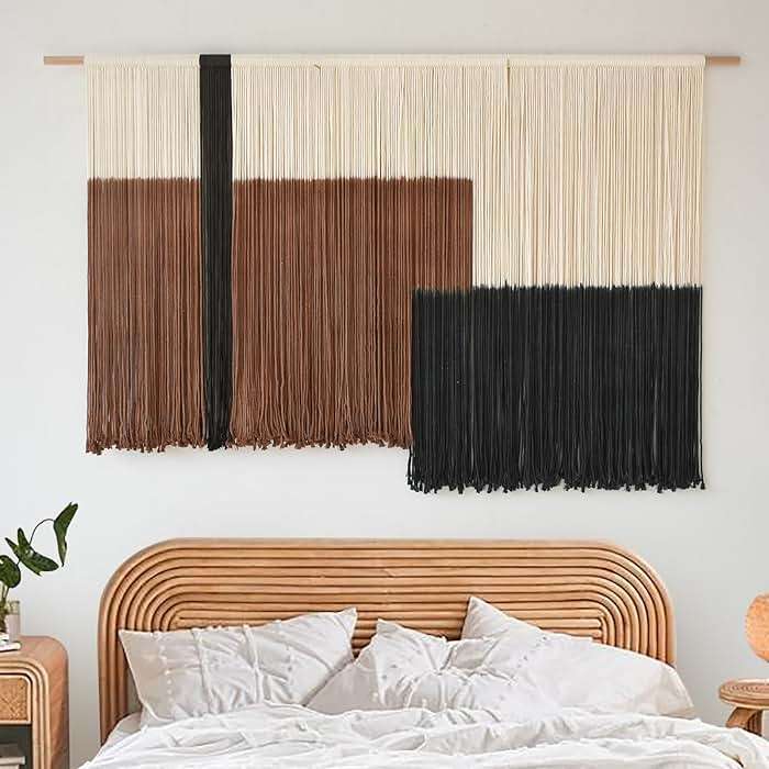 Macrame Wall Hanging Large Dip Dye Tapestry Fiber Wall Art Boho Bedroom Décor 57''W*35''L - Image 3