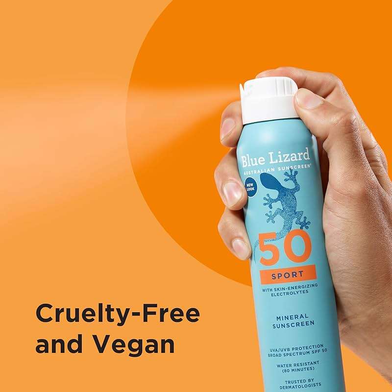 BLUE LIZARD Sport Mineral Sunscreen Spray SPF 50+, Dermatologist-Recommended Brand, Broad-Spectrum UVA/UVB Protection, Water-Resistant, Zinc Oxide Formula, Vegan, 5 fl oz - Image 4