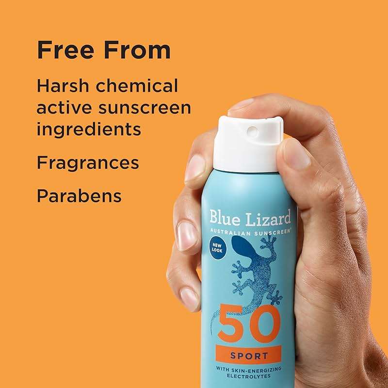 BLUE LIZARD Sport Mineral Sunscreen Spray SPF 50+, Dermatologist-Recommended Brand, Broad-Spectrum UVA/UVB Protection, Water-Resistant, Zinc Oxide Formula, Vegan, 5 fl oz - Image 7