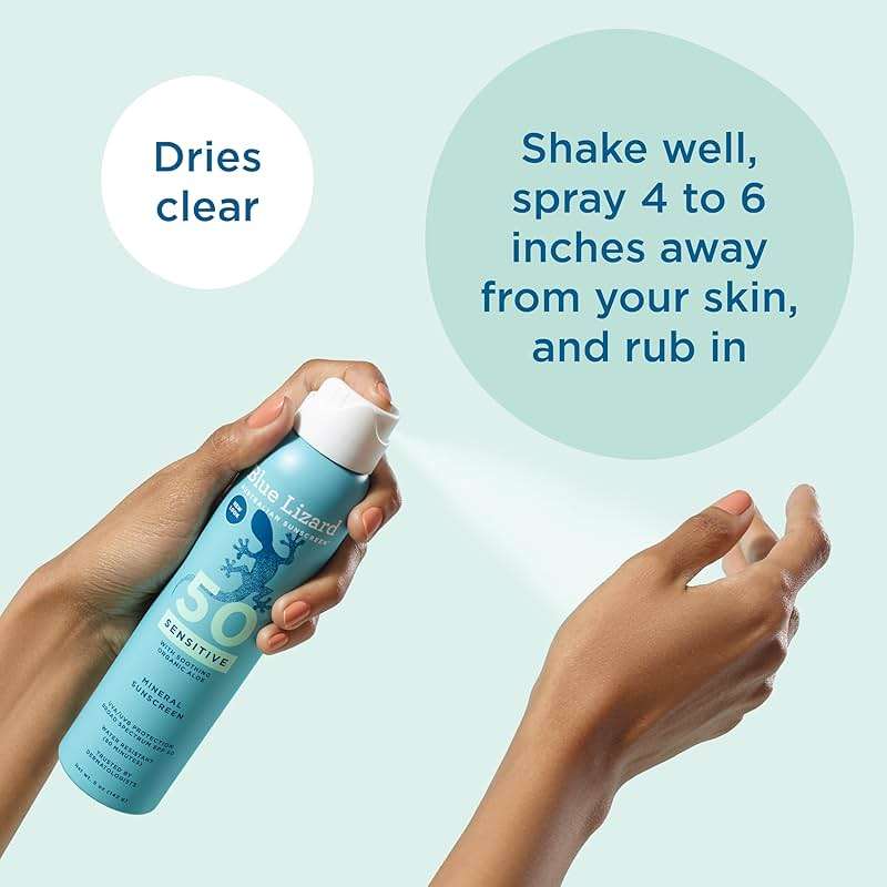 Blue Lizard Sensitive Mineral SPF 50 Spray, Dermatologist-Recommended Brand, Broad-Spectrum UVA/UVB Protection, Water-Resistant, Zinc Oxide Formula, 5 oz - Image 5