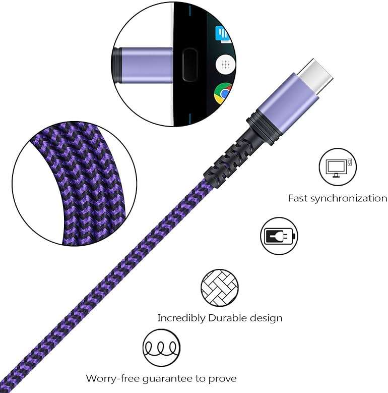 C Charger Cable Fast Charging Phone Android Power Cord 4 Compatible for Samsung Galaxy S24+ S23 Ultra S22 Plus Note 21/20 Ultra, S21+/S20 Plus/S21 S20 FE/S10 Plus/S9 A11/A21/A51/A71 Google 5 4A XL 7 - Image 5