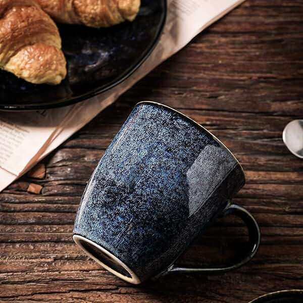 vicrays Coffee Mug Set, 12 Ounce, Set of 6, Ceramic Mug for Men, Women, Unique Glazed Mugs with Handle for Coffee, Tea, Milk, Cocoa, Cereal(blue) - Image 2