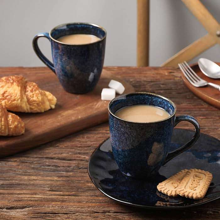 vicrays Coffee Mug Set, 12 Ounce, Set of 6, Ceramic Mug for Men, Women, Unique Glazed Mugs with Handle for Coffee, Tea, Milk, Cocoa, Cereal(blue) - Image 5