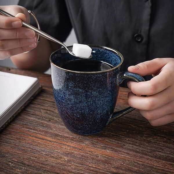 vicrays Coffee Mug Set, 12 Ounce, Set of 6, Ceramic Mug for Men, Women, Unique Glazed Mugs with Handle for Coffee, Tea, Milk, Cocoa, Cereal(blue) - Image 6