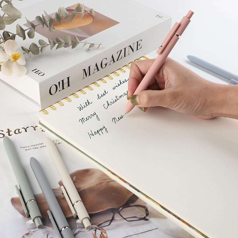 FIOVER 5pcs Gel Pens Quick Dry Ink Pens Fine Point Premium Retractable Rolling Ball Gel Pens Black Ink Smooth Writing for School Office Home - Image 2