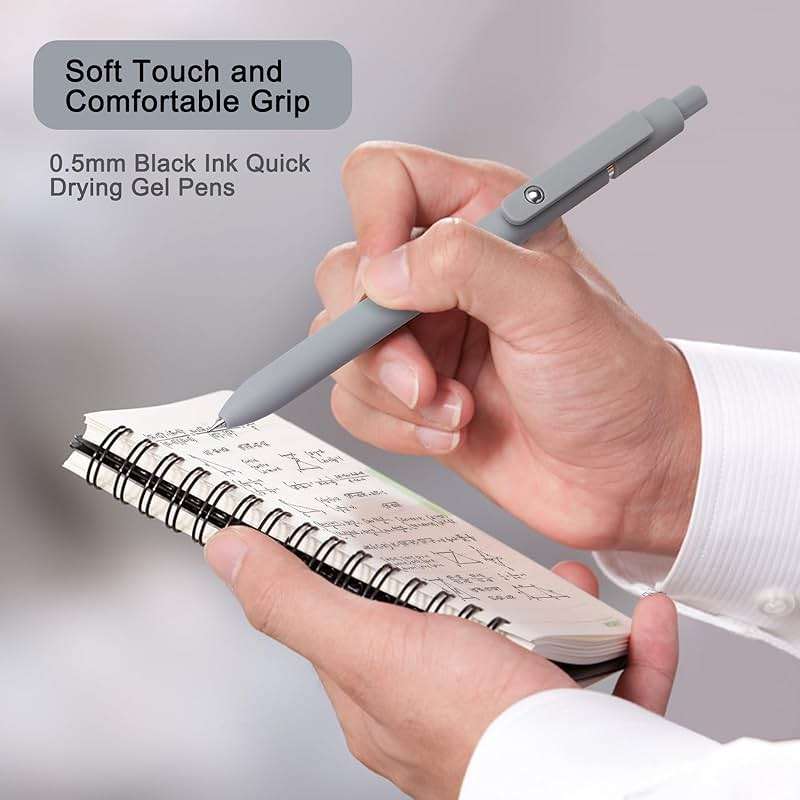 FIOVER 5pcs Gel Pens Quick Dry Ink Pens Fine Point Premium Retractable Rolling Ball Gel Pens Black Ink Smooth Writing for School Office Home - Image 6
