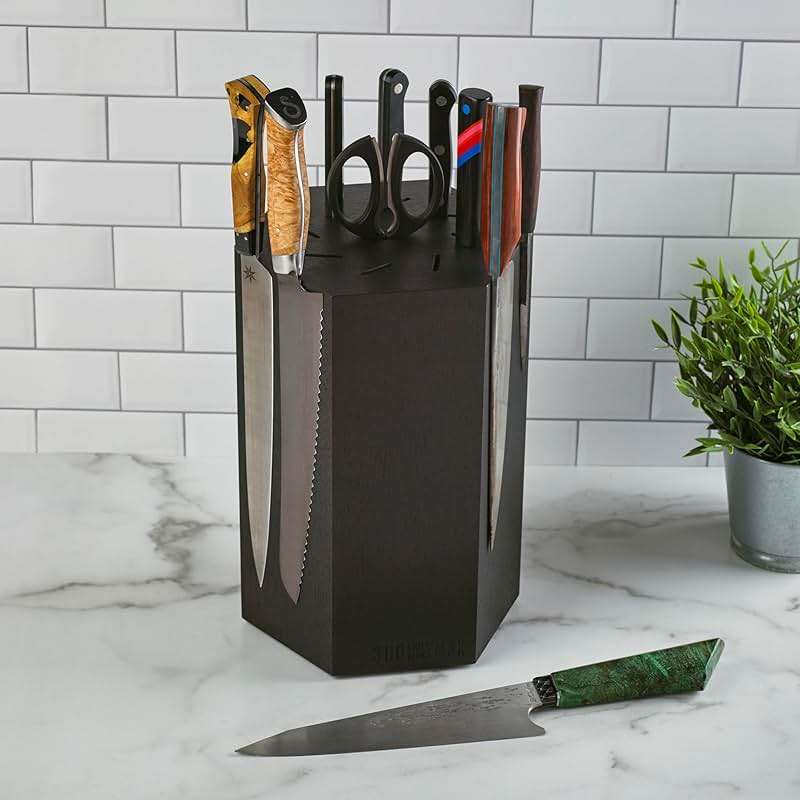 360KnifeBlock® MAX (black) ROTATING Magnetic Knife Block - MAX 12" tall with an array top slots SeriousEats/Food&Wine/ATK BEST Universal Knife Block - handmade in Washington - Image 2