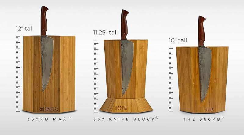 360KnifeBlock® MAX (black) ROTATING Magnetic Knife Block - MAX 12" tall with an array top slots SeriousEats/Food&Wine/ATK BEST Universal Knife Block - handmade in Washington - Image 3