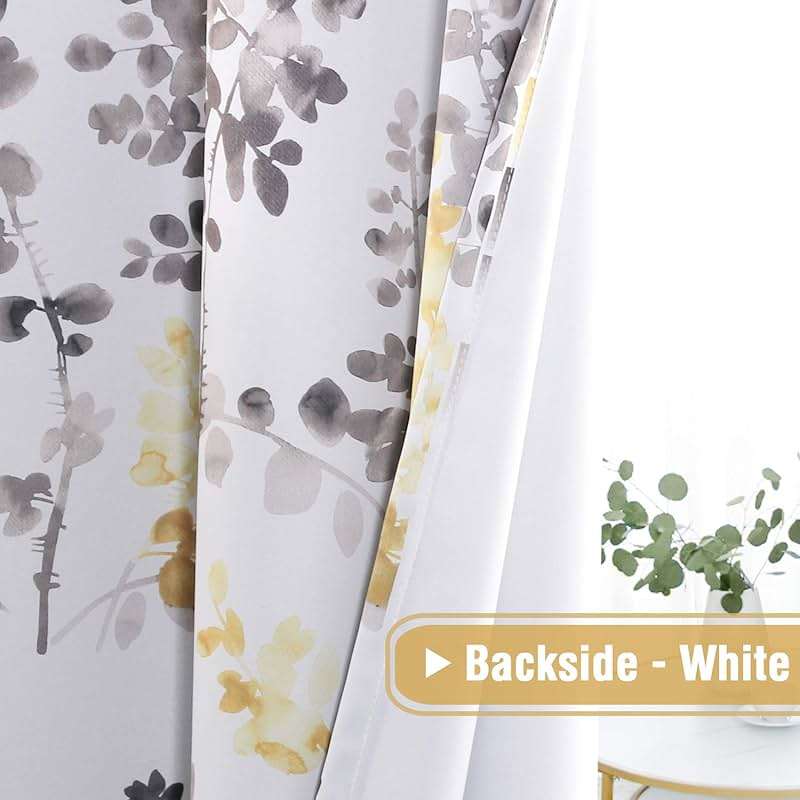 H.VERSAILTEX Curtains for Bedroom Room Darkening Curtains 84 Inch Length 2 Panels Set Thermal Insulated Drapes for Living Room Vintage Classical Floral Pattern Window Treatments, Grey and Yellow - Image 8