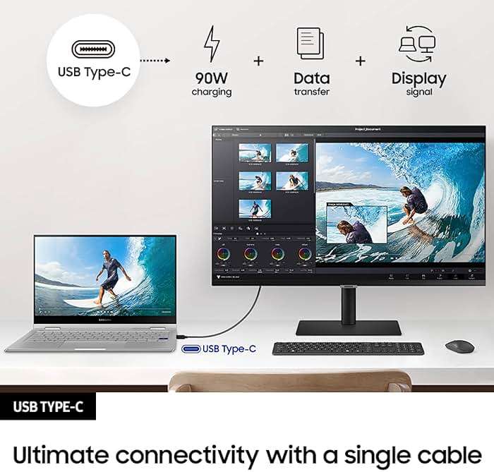 Samsung 27” S80UA 4K UHD IPS HDR10 High Resolution Monitor, USB-C, Eye Saver Mode, Eco Saving Plus, LS27A804UJNXGO, 2025, 3 Year Warranty - Image 5