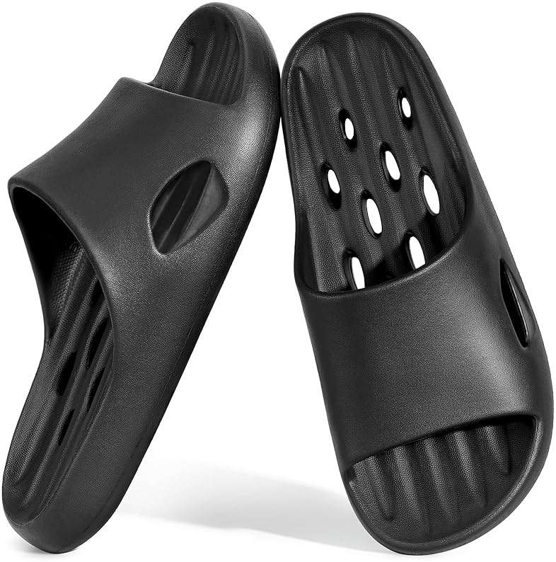 Aoowoll Mens Shower Shoes With Holes Dry Quickly Bath Slippers Womens Non Slip Indoor Home Bedroom Pool Spa Guest College Dorm - Image 1
