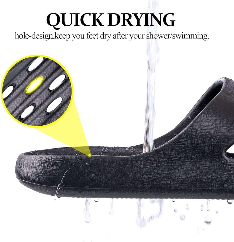 Aoowoll Mens Shower Shoes With Holes Dry Quickly Bath Slippers Womens Non Slip Indoor Home Bedroom Pool Spa Guest College Dorm - Image 5