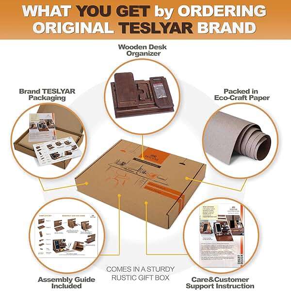 TESLYAR Wood Phone Docking Station for Men - Desk or Nightstand Organizer - Birthday Gifts for Husband, Dad - Anniversary Idea from Wife - Key Holder, Stand Wallet, Watch & Essentials (Bourbon Brown) - Image 8