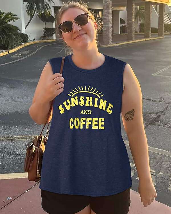 Womens Tank Tops Summer T Shirts Sleeveless Casual Loose Tunic Blouses - Image 3