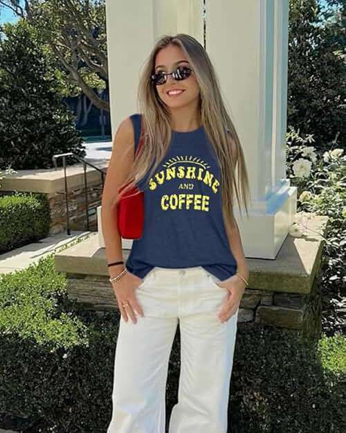 Womens Tank Tops Summer T Shirts Sleeveless Casual Loose Tunic Blouses - Image 6