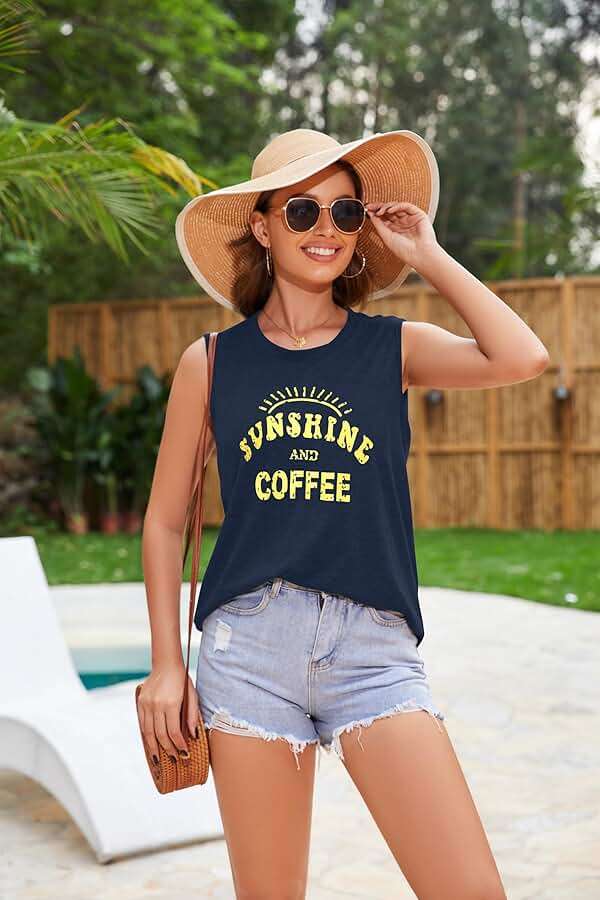 Womens Tank Tops Summer T Shirts Sleeveless Casual Loose Tunic Blouses - Image 8