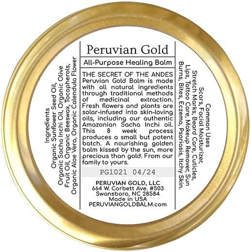 Peruvian Gold | All Purpose Healing Balm | Scars, Eczema, Facial Moisturizer Cream, Dry Skin, Hair, Sun Burns | All Organic Fair Trade Ingredients (2 Fl Oz) 2 Ounces Sustainably sourced ingredients - Image 3