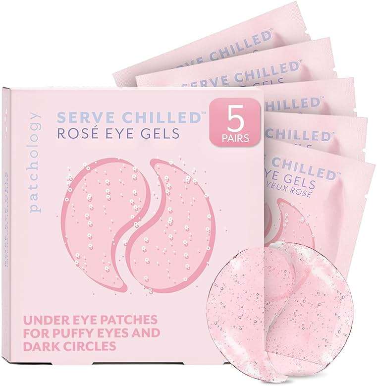 Patchology Serve Chilled Rosé Hydrating Under Eye Patches – Hyaluronic Acid & Antioxidant-Infused Eye Masks to Reduce Dark Circles, Puffiness & Fine Lines - Ideal Skincare Essentials (5 Pairs) - Image 1