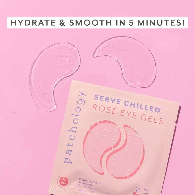 Patchology Serve Chilled Rosé Hydrating Under Eye Patches – Hyaluronic Acid & Antioxidant-Infused Eye Masks to Reduce Dark Circles, Puffiness & Fine Lines - Ideal Skincare Essentials (5 Pairs) - Image 2
